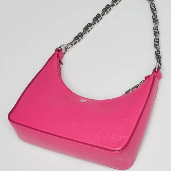 Givenchy Hot Pink Smooth Leather Mini Moon Cut Out Shoulder Bag - Picture 3 of 12